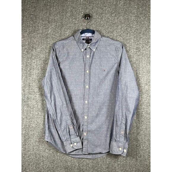 Tommy Hilfiger Men's Shirt S/P Classic Fit Gray Long Sleeve Button Up Collared - Picture 1 of 9